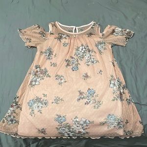 Blouse shirt, pink with flower design